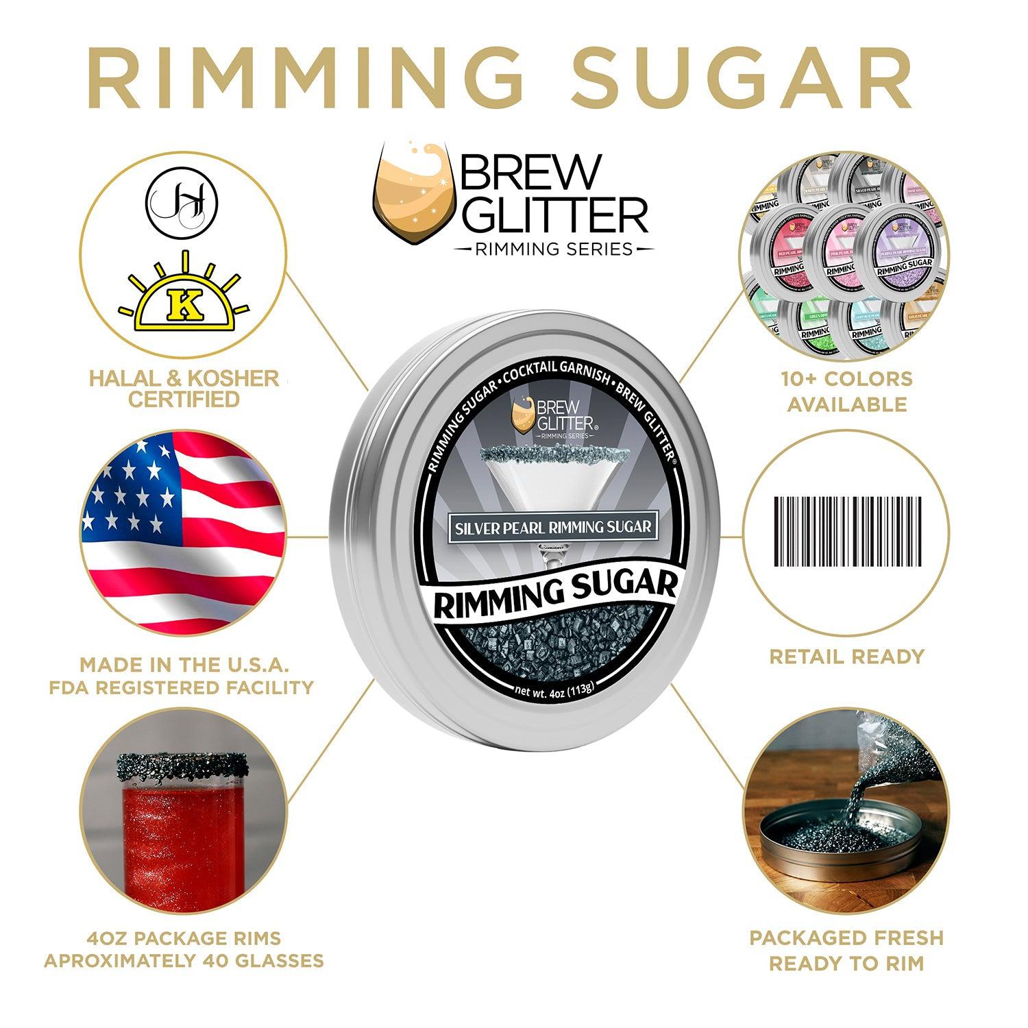 Silver Pearl Cocktail Rimming Sugar-Brew Glitter®