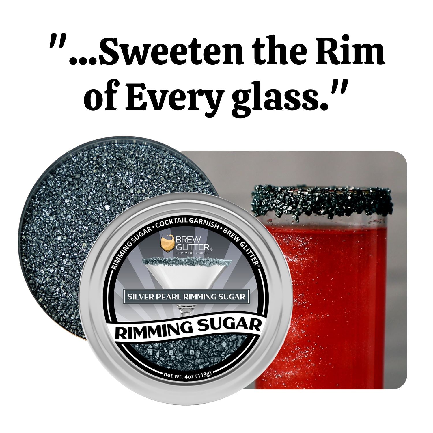 Silver Pearl Cocktail Rimming Sugar-Brew Glitter®