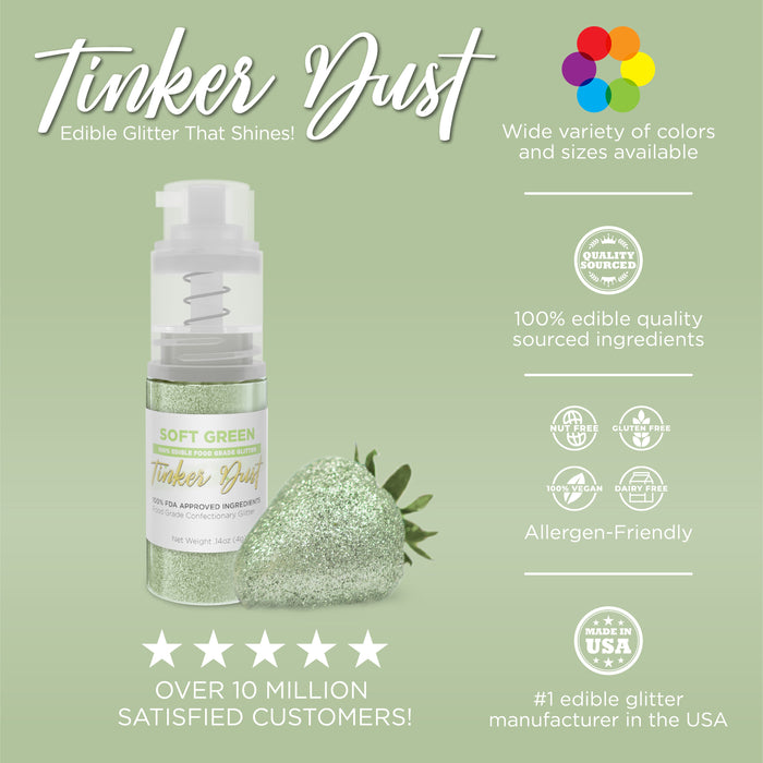 Soft Green Tinker Dust Edible Glitter Spray Pump-Brew Glitter®