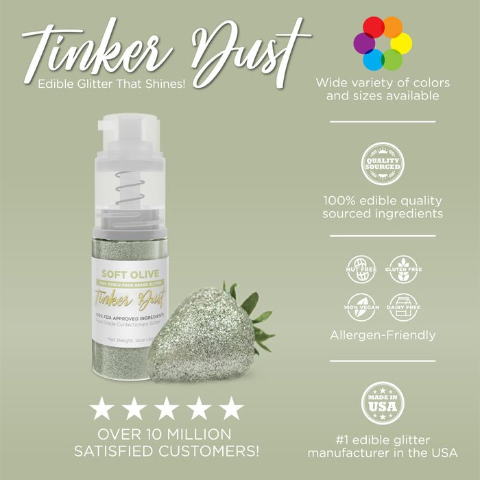 Soft Olive Green Tinker Dust Edible Glitter Spray Pump-Brew Glitter®