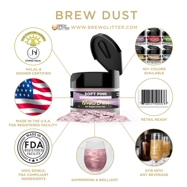 Soft Pink Edible Brew Dust | 4 Gram Jar-Brew Glitter®