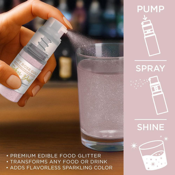 Soft Rose Gold Edible Glitter Spray 4g Pump | Tinker Dust®-Brew Glitter®