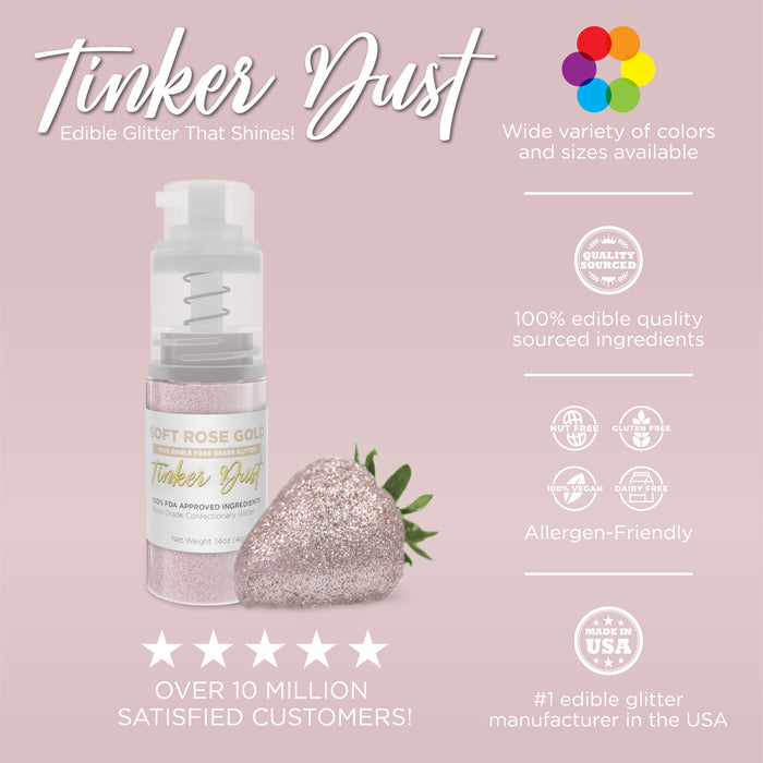 Soft Rose Gold Edible Glitter Spray 4g Pump | Tinker Dust®-Brew Glitter®