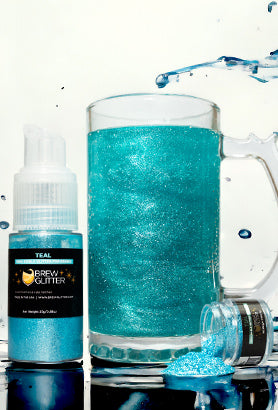 teal drink glitter for tea and beer