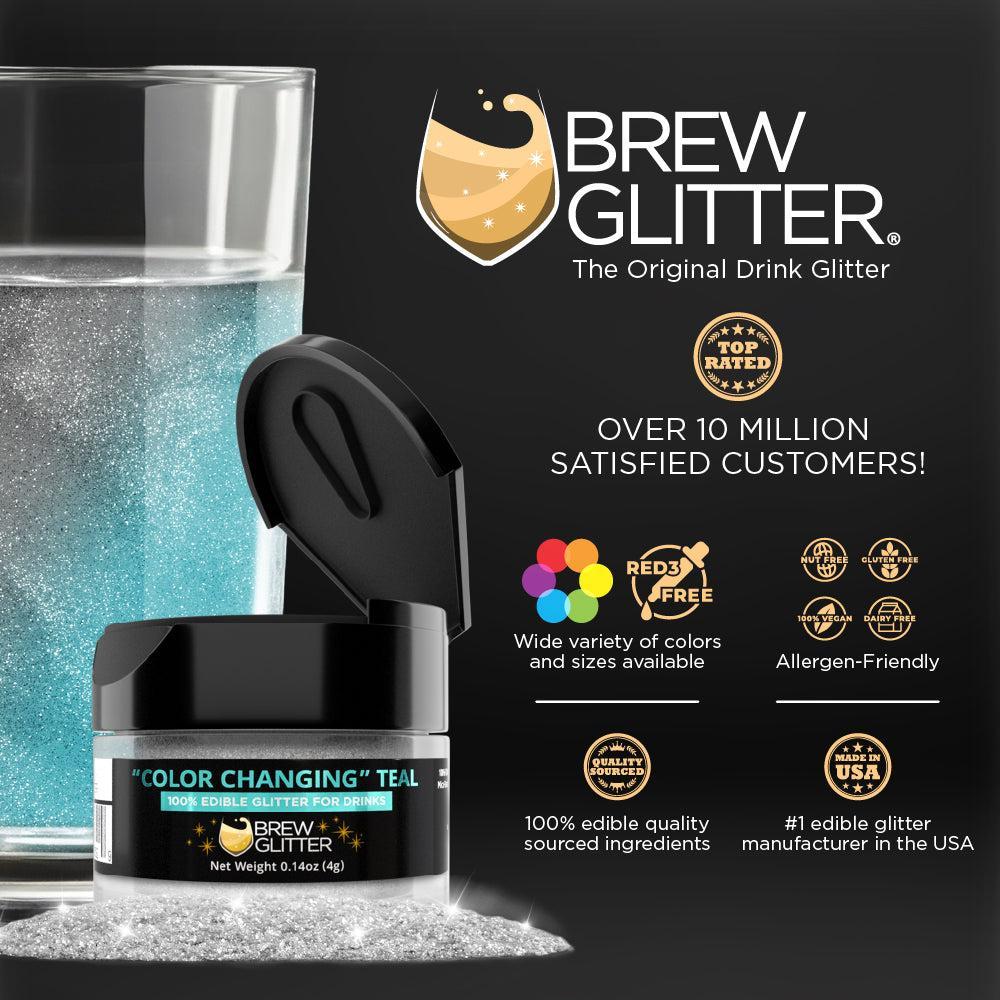 Teal Edible Color Changing Brew Glitter | Food Grade Beverage Glitter-Brew Glitter®