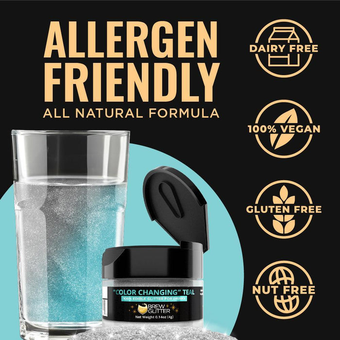 Teal Edible Color Changing Brew Glitter Wholesale by the Case-Brew Glitter®