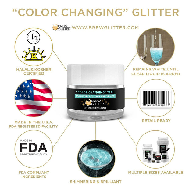 Teal Edible Color Changing Brew Glitter | Wine & Champagne Glitter-Brew Glitter®