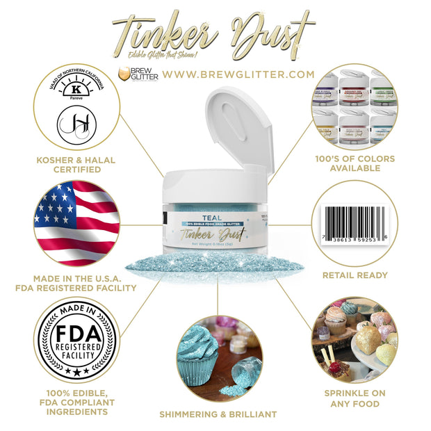 Teal Edible Glitter Tinker Dust | 5 Gram Jar-Brew Glitter®