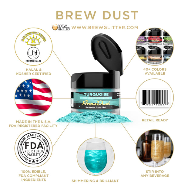 Turquoise Edible Brew Dust | 4 Gram Jar-Brew Glitter®
