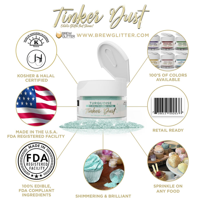 Turquoise Edible Glitter Tinker Dust | 5 Gram Jar-Brew Glitter®