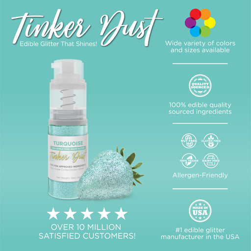 Turquoise Tinker Edible Glitter Spray 4g Pump | Tinker Dust®-Brew Glitter®