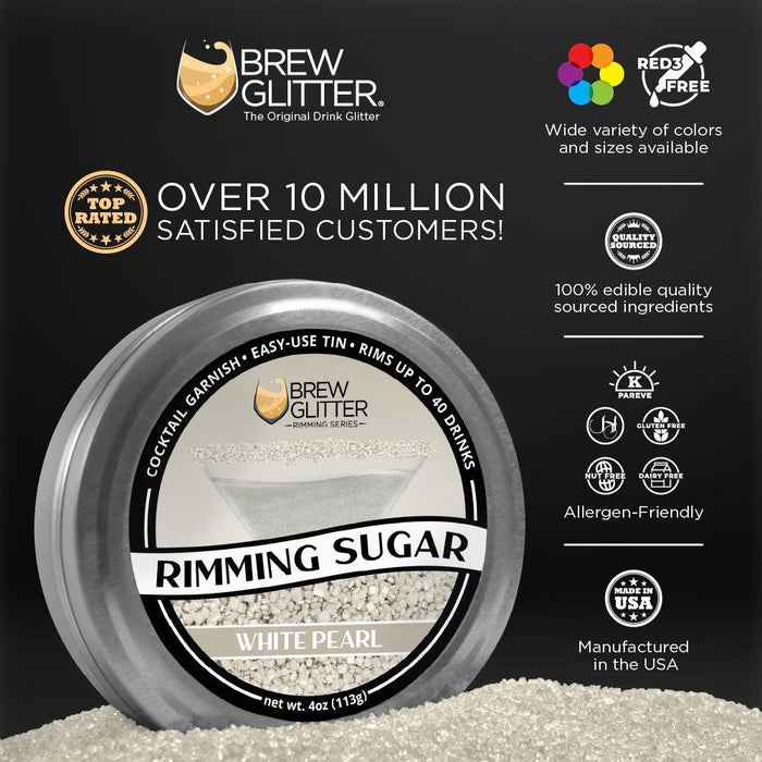 White Pearl Cocktail Rimming Sugar | Private Label (48 units per/case)-Brew Glitter®