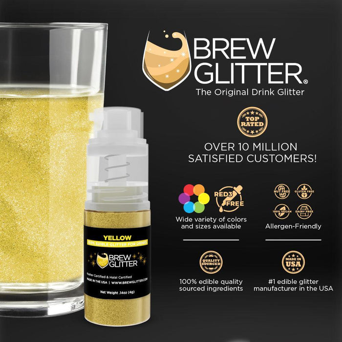 Yellow Brew Glitter Mini Spray Pump by the Case | Private Label-Brew Glitter®