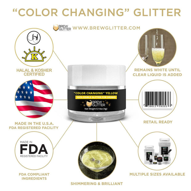 Yellow Color Changing Brew Glitter | Liquor & Spirits Glitter-Brew Glitter®