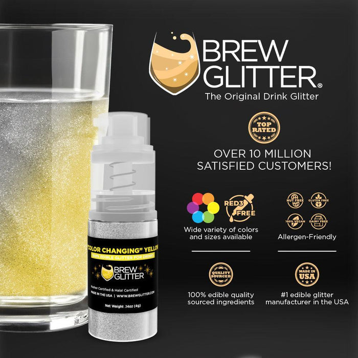 Yellow Color Changing Brew Glitter | Mini Pump Wholesale by the Case-Brew Glitter®