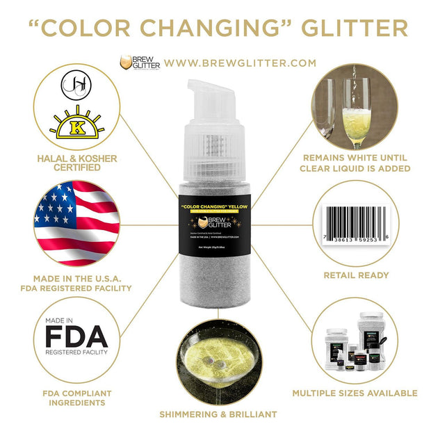 Yellow Color Changing Brew Glitter Spray Pump-Brew Glitter®