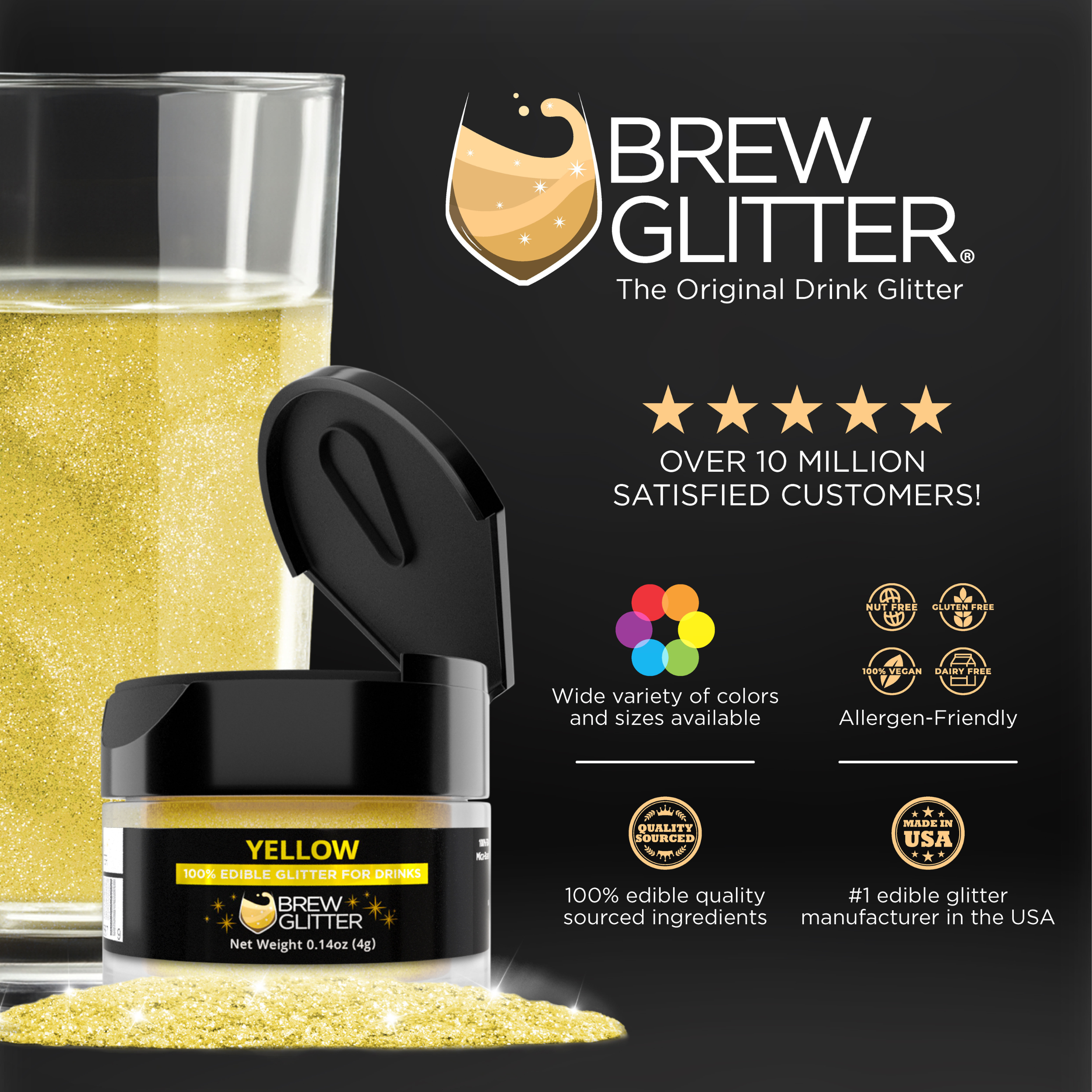 Yellow Edible Glitter Spray Pump for Drinks-Brew Glitter®