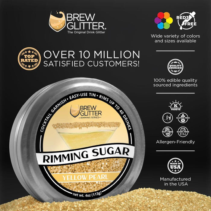 Yellow Pearl Cocktail Rimming Sugar | Private Label (48 units per/case)-Brew Glitter®