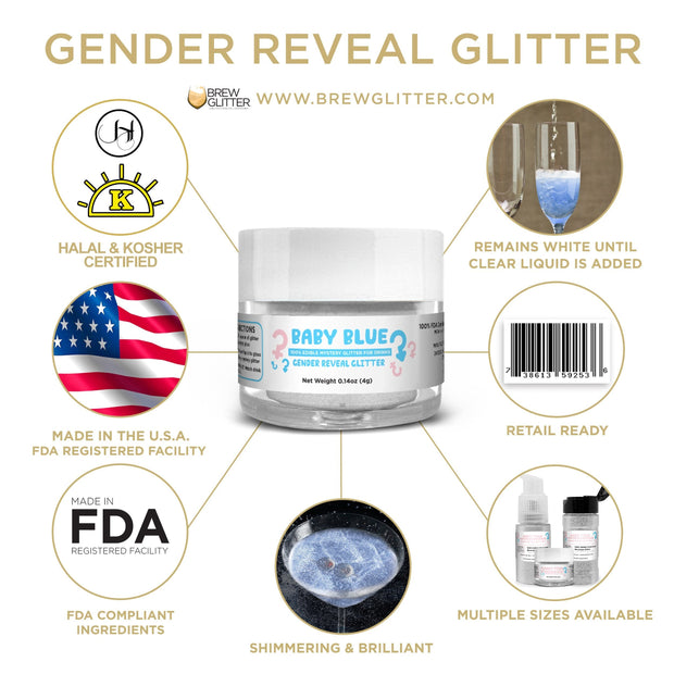 Baby Blue Edible Gender Reveal Beverage Glitter Spray Action Pump-Brew Glitter®