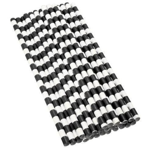 Black and White Stripes Stirring Straws | Bulk Sizes-Brew Glitter®