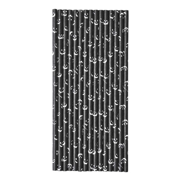 Black Jack-O'-Lantern Print Stirring Straws | Bulk Sizes-Brew Glitter®