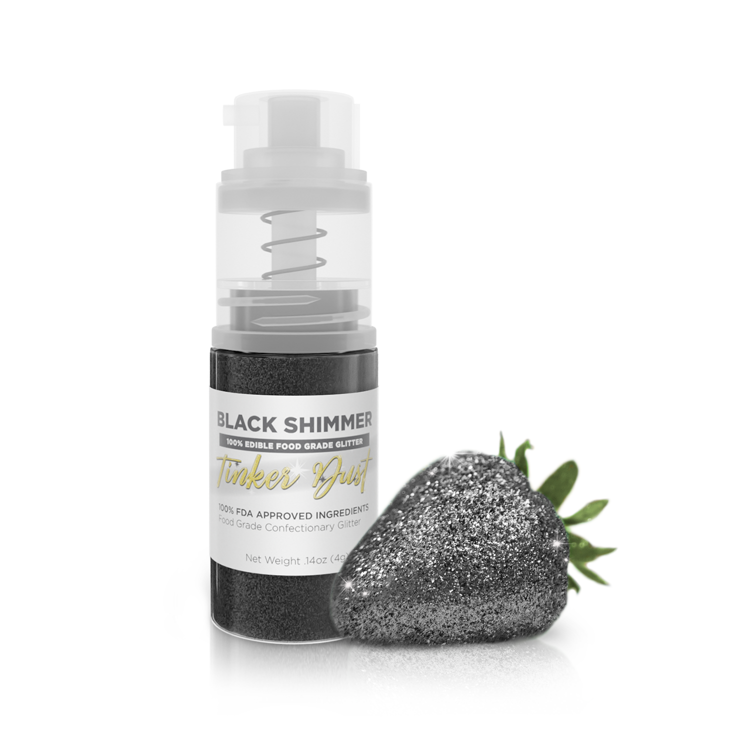 Black Shimmer Edible Glitter Spray 4g Pump | Tinker Dust®