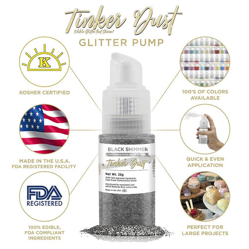 Black Shimmer Tinker Dust Spray Pump by the Case | Private Label-Brew Glitter®