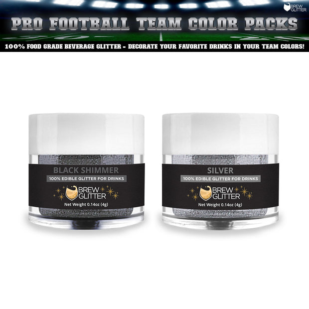 Black & Silver Brew Glitter Football Team Colors (2 PC Set)-Brew Glitter®