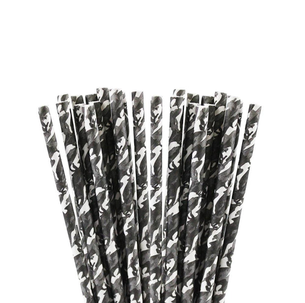 Black & White Camo Damask Stirring Straws | Bulk Sizes-Brew Glitter®