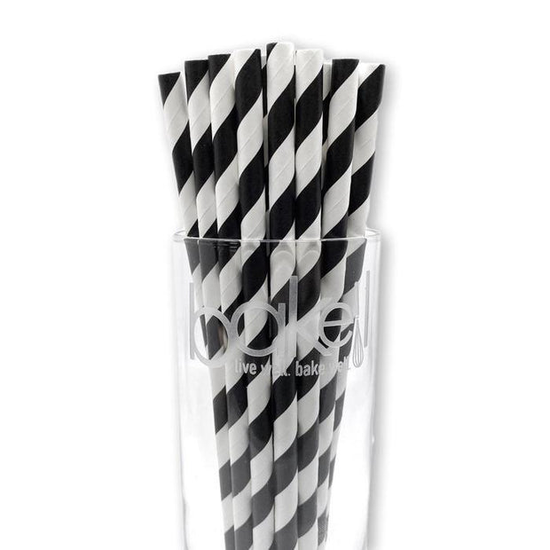 Black & White Candy Cane Striped Stirring Straws | Bulk Sizes-Brew Glitter®