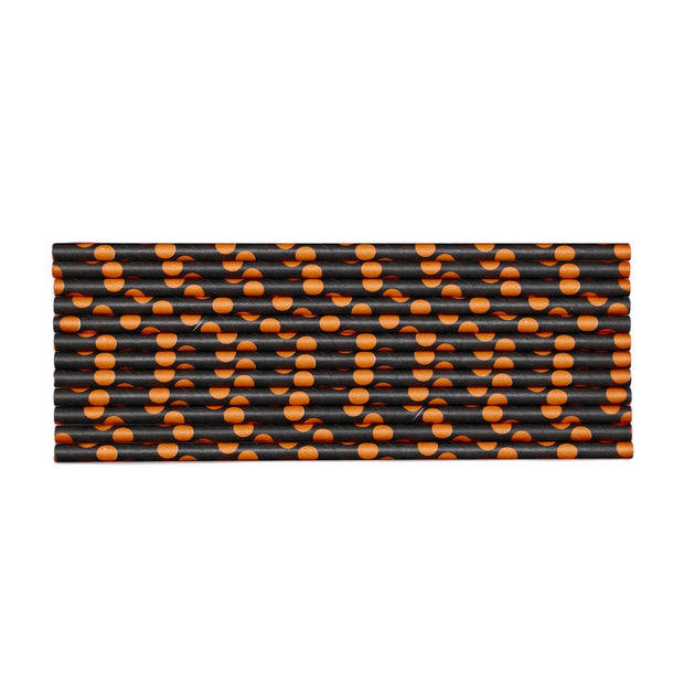 Black with Orange Polka Dot Stirring Straws-Brew Glitter®