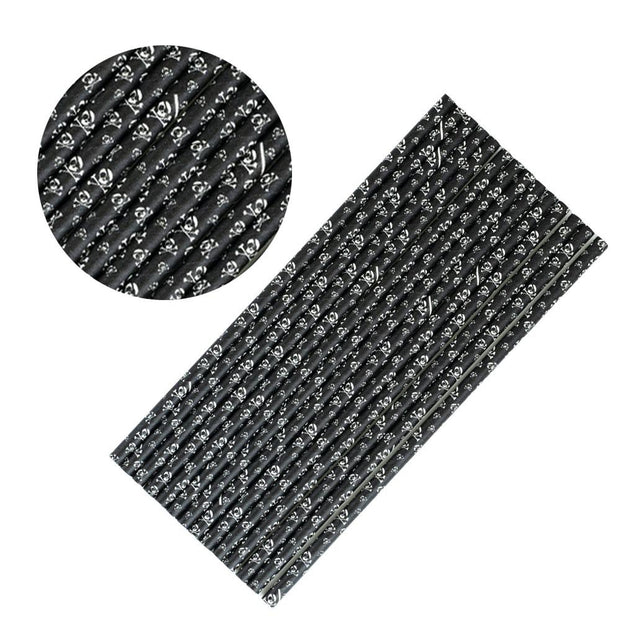 Black with Skull Crossbones Print Stirring Straws | Bulk Sizes-Brew Glitter®
