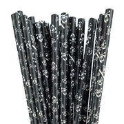 Black with Skull Crossbones Print Stirring Straws | Bulk Sizes-Brew Glitter®