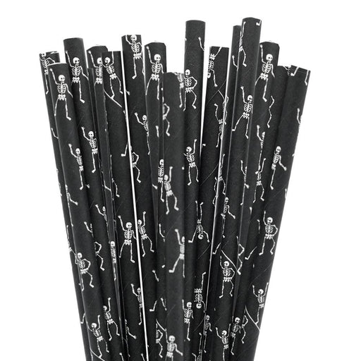 Black with White Skeleton Print Stirring Straws | Bulk Sizes-Brew Glitter®