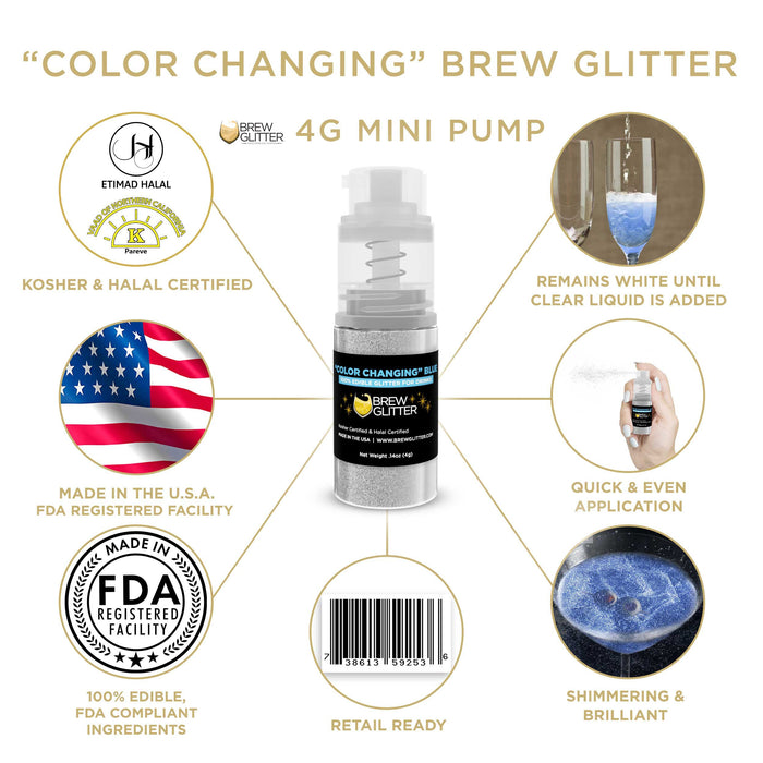 Blue Color Changing Brew Glitter | Mini Pump Wholesale by the Case-Brew Glitter®