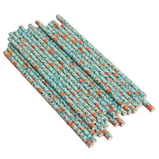 Blue Floral Stirring Straws | Bulk Sizes-Brew Glitter®