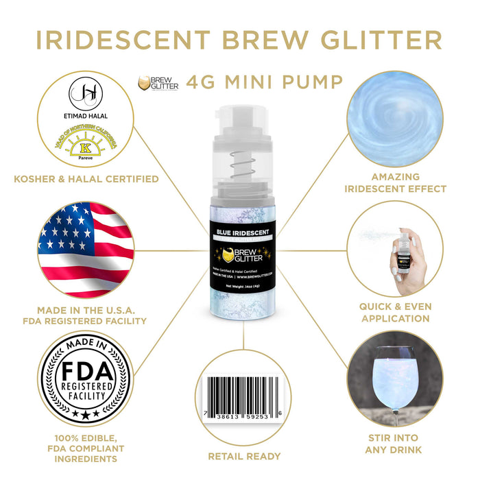 Blue Iridescent Brew Glitter | Mini Pump Wholesale by the Case-Brew Glitter®