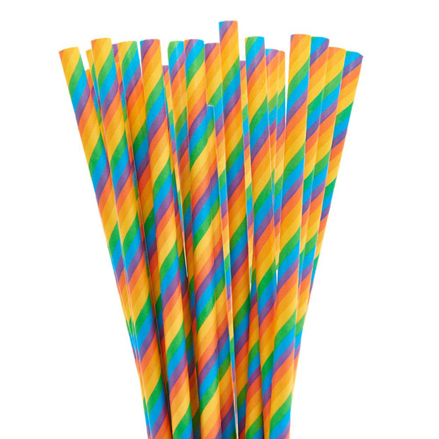 Bright Rainbow Candy Cane Striped Stirring Straws-Brew Glitter®