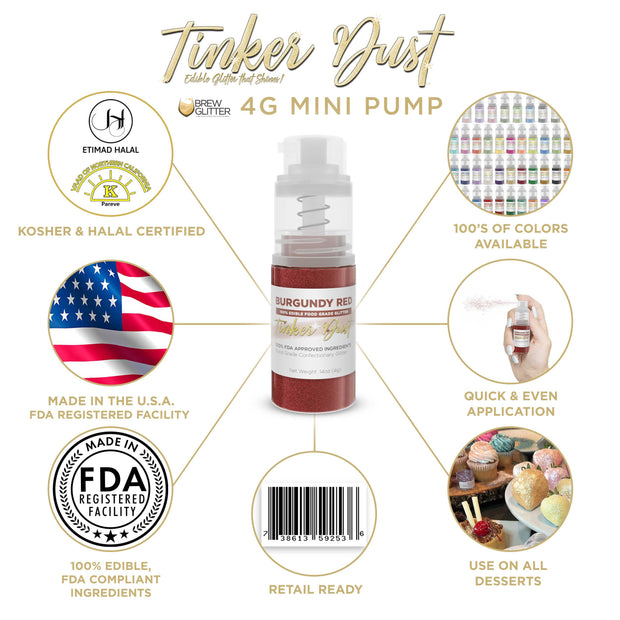 Burgundy Red Edible Glitter Spray 4g Pump | Tinker Dust®-Brew Glitter®