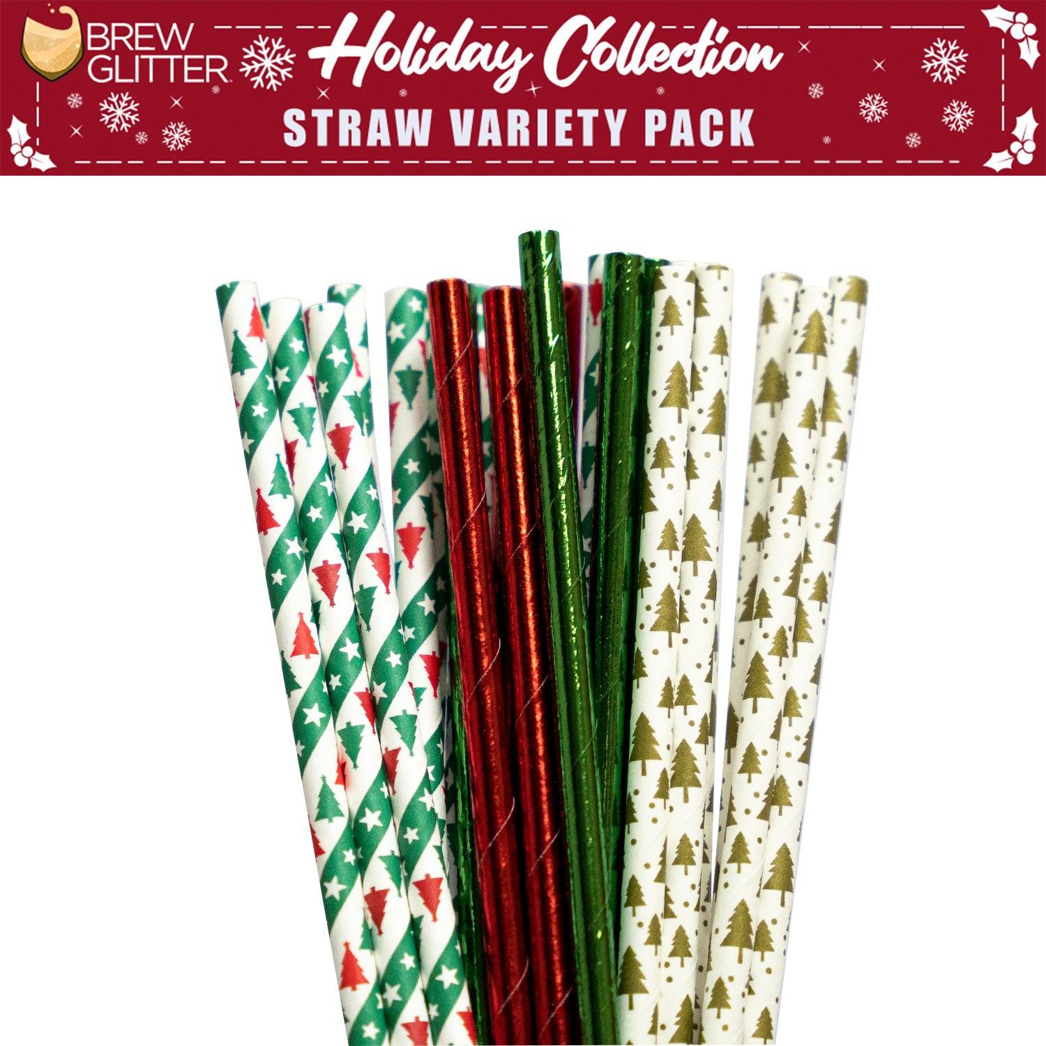 Christmas Red & White Candy Cane Print Party Straws 