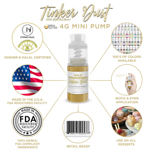 Gold Tinker Edible Glitter Spray 4g Pump | Tinker Dust®-Brew Glitter®
