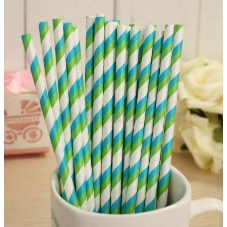 Green and Blue Candy Cane Stripes Stirring Straws-Brew Glitter®