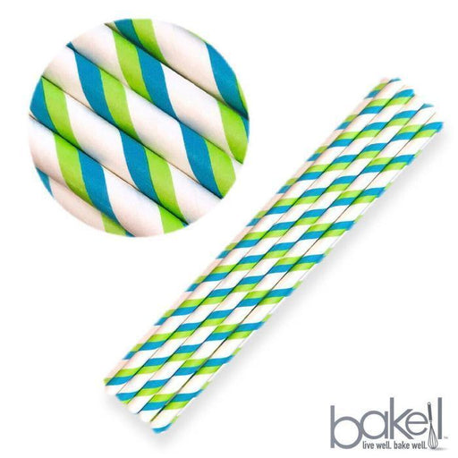 Green and Blue Candy Cane Stripes Stirring Straws | Bulk Sizes-Brew Glitter®