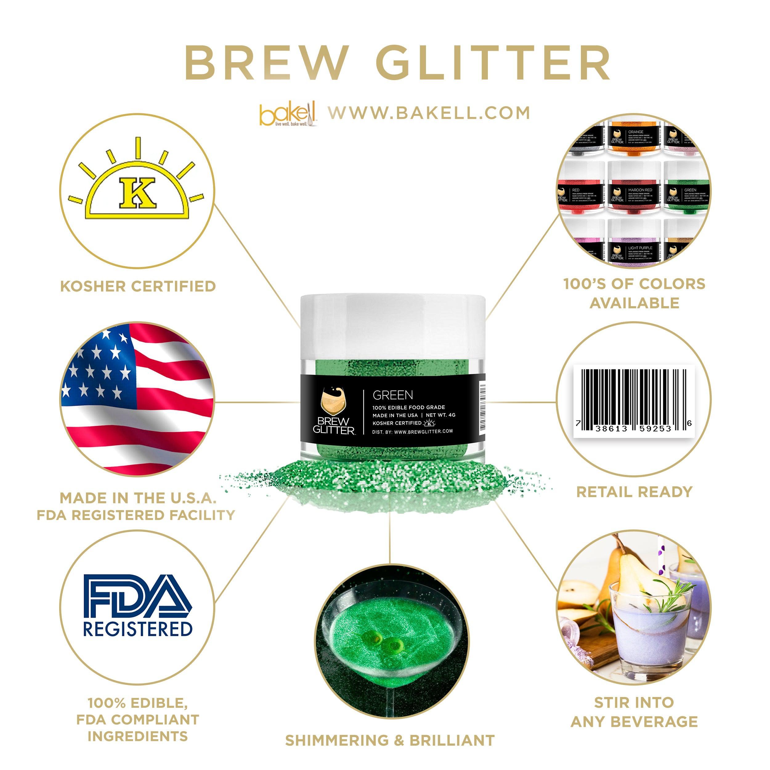 Green & Black Brew Glitter Football Team Colors (2 PC Set)-Brew Glitter®