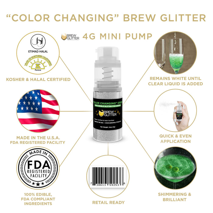 Green Color Changing Brew Glitter | Mini Pump Wholesale by the Case-Brew Glitter®
