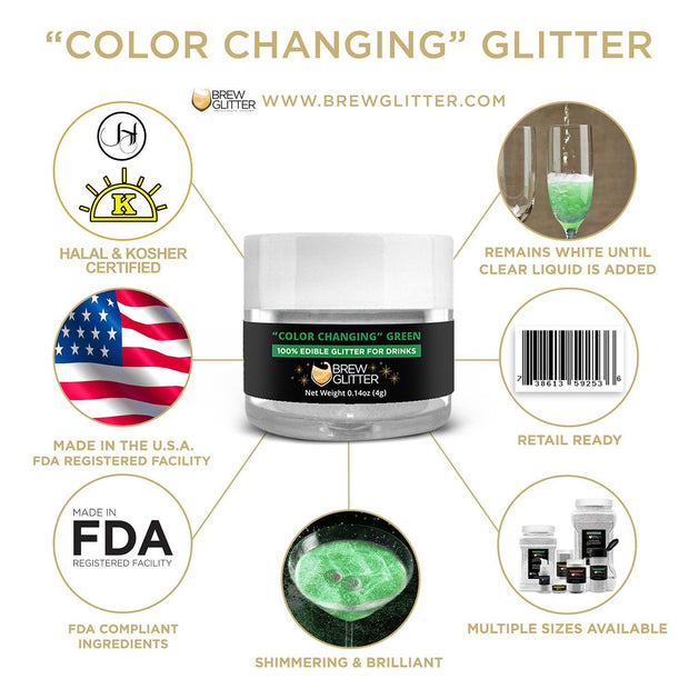Green Edible Color Changing Brew Glitter | Bulk Size-Brew Glitter®