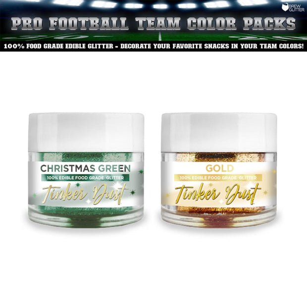 Green & Gold Glitter Football Team Colors (2 PC Set)-Brew Glitter®