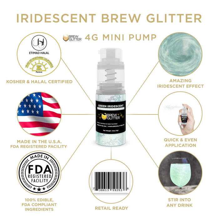 Green Iridescent Brew Glitter | Mini Pump Wholesale by the Case-Brew Glitter®
