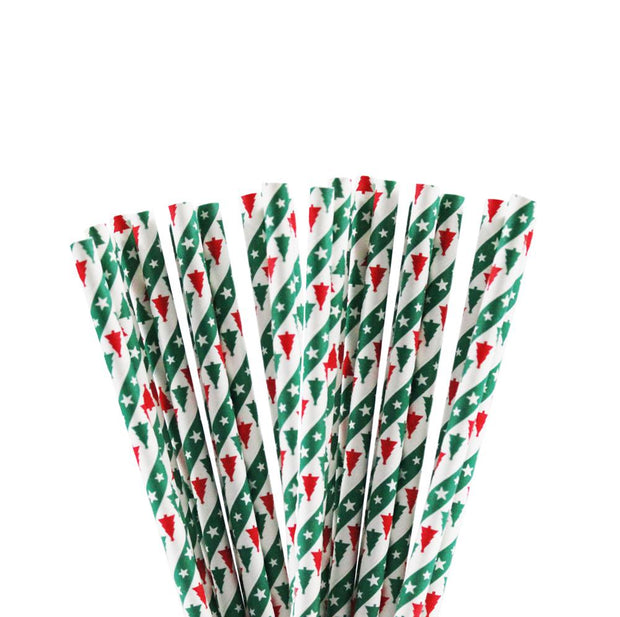 Green & Red Christmas Trees Stirring Straws | Bulk Sizes-Brew Glitter®