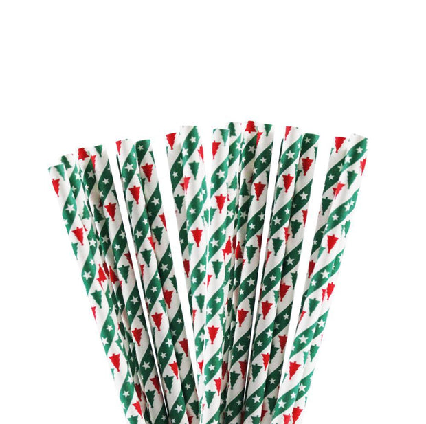 Green & Red Christmas Trees Stirring Straws-Brew Glitter®